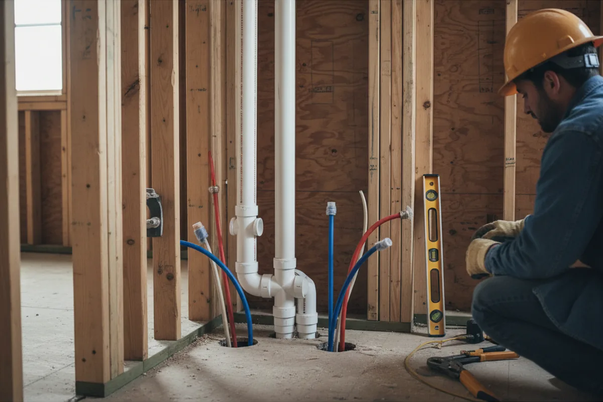 Drain and supply rough-in during Leak Detection in Sangerville
