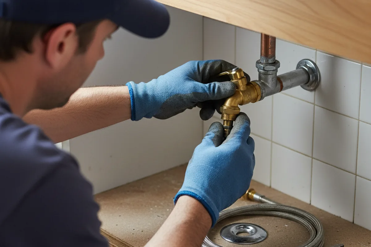 Shutoff valve and fitting work during Emergency Plumbing in Sangerville